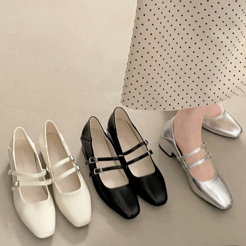 Slingback Pumps Women - Square Toe Low Heel Women Silvery