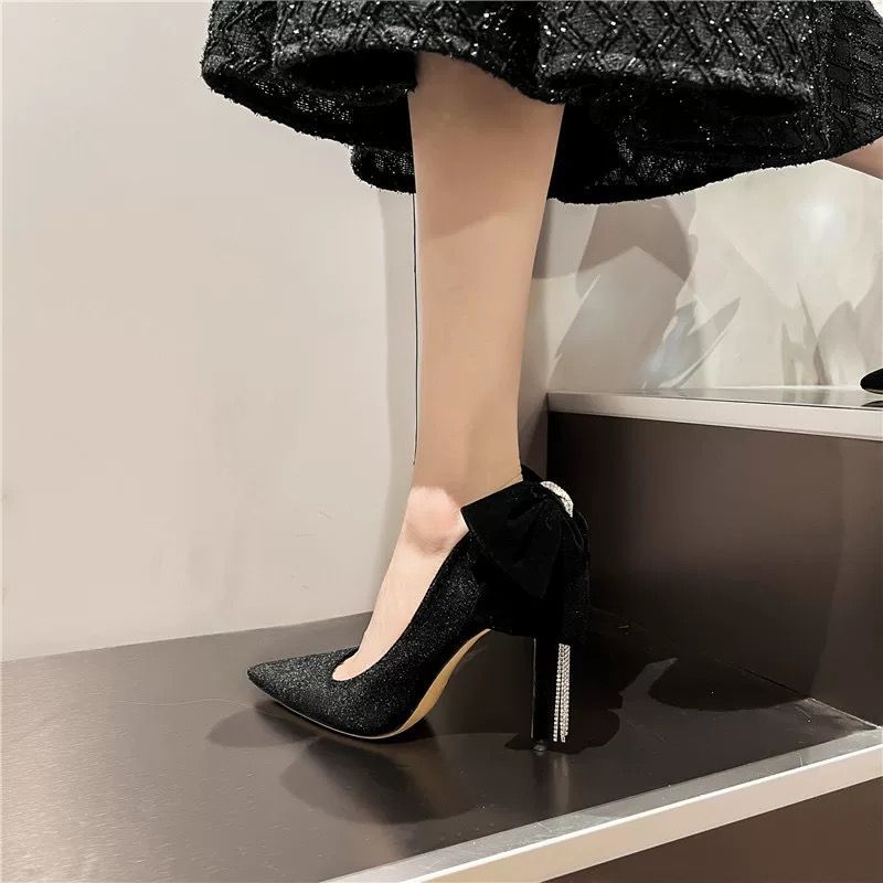 Black With Bow Stilito Woman P - Women Shoes Quick Delivery ulasan dan harga