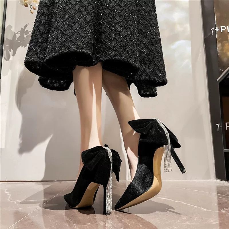Black With Bow Stilito Woman P - Women Shoes Quick Delivery ulasan dan harga