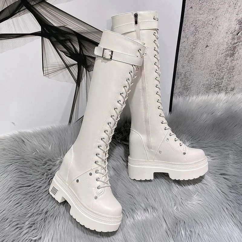 10CM New Women Platform Knee H - Wedge Heeled Sneaker ulasan dan harga