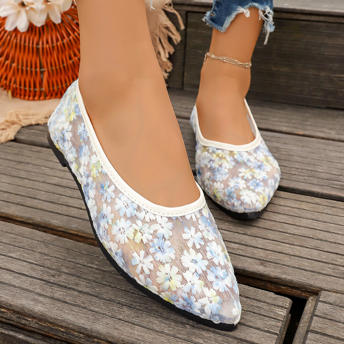 Summer Elegant Flower Low Heel - Slingback Pumps Women ulasan dan harga