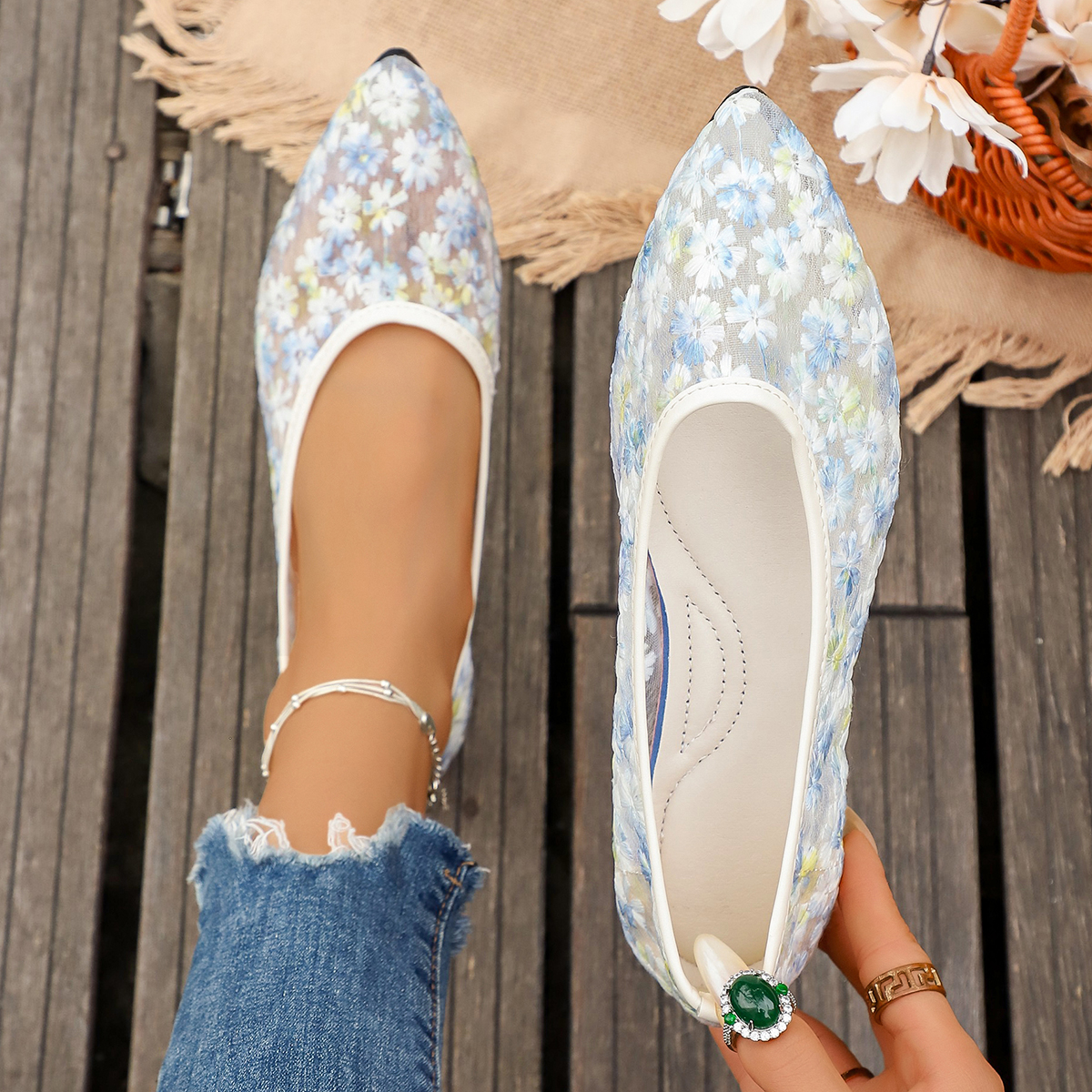 Summer Elegant Flower Low Heel - Slingback Pumps Women ulasan dan harga
