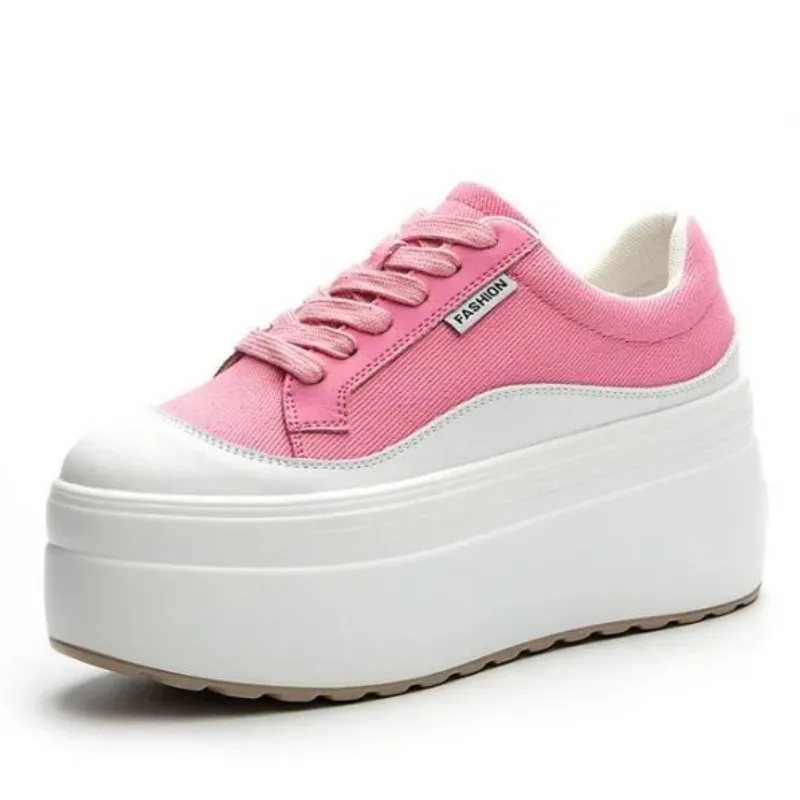 8cm New Canvas Genuine Leather - Wedge Heeled Sneaker ulasan dan harga