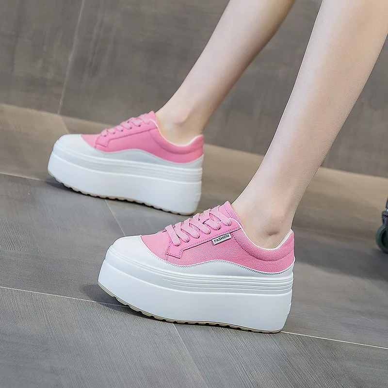 8cm New Canvas Genuine Leather - Wedge Heeled Sneaker ulasan dan harga