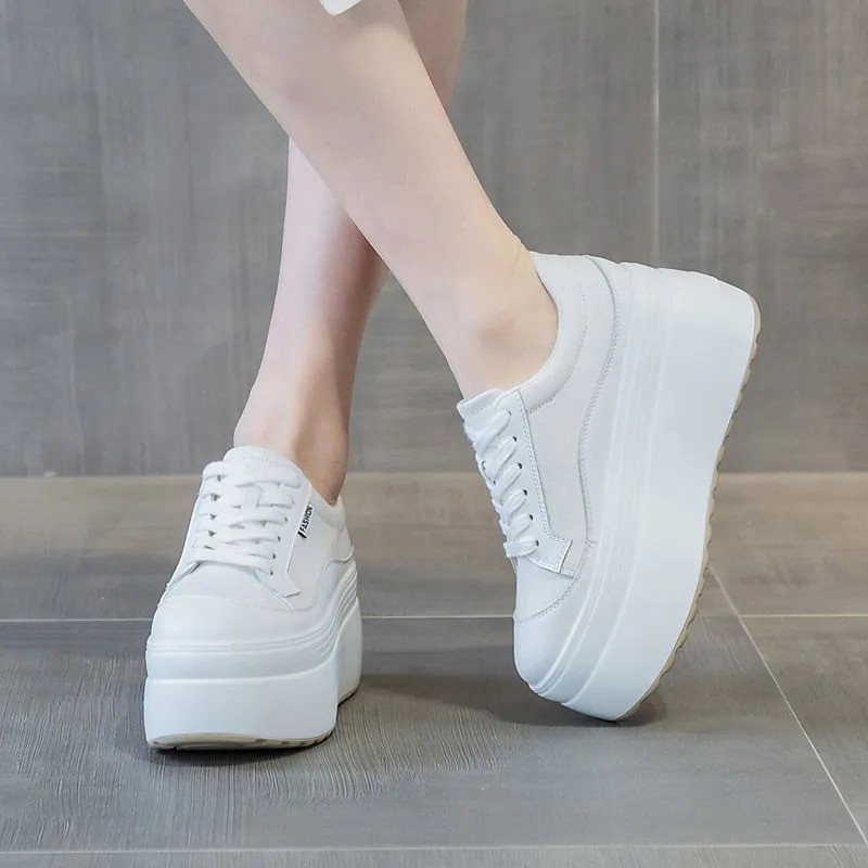 8cm New Canvas Genuine Leather - Wedge Heeled Sneaker ulasan dan harga
