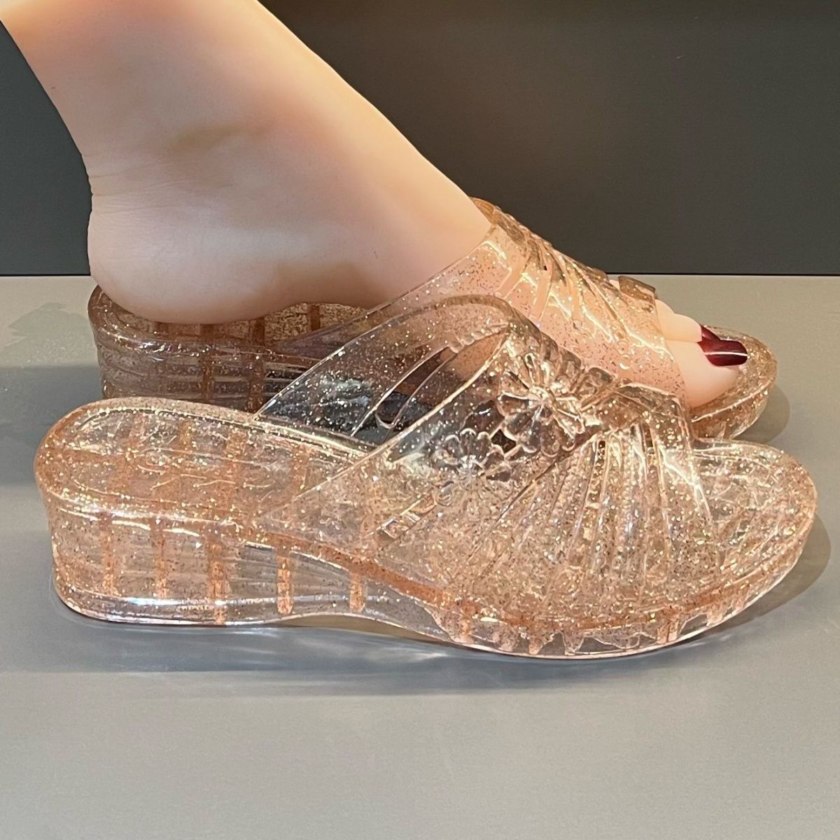 WFashion Purple Glitter Jelly  - Wedge Heeled Sneaker ulasan dan harga