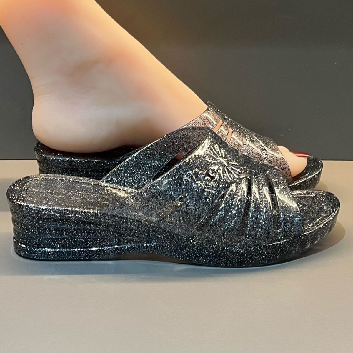 WFashion Purple Glitter Jelly  - Wedge Heeled Sneaker ulasan dan harga