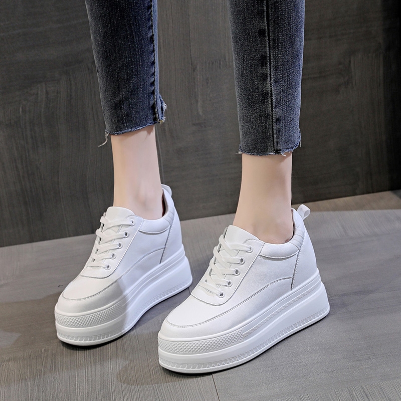 Women's White Platform Sneaker - Wedge Heeled Sneaker ulasan dan harga