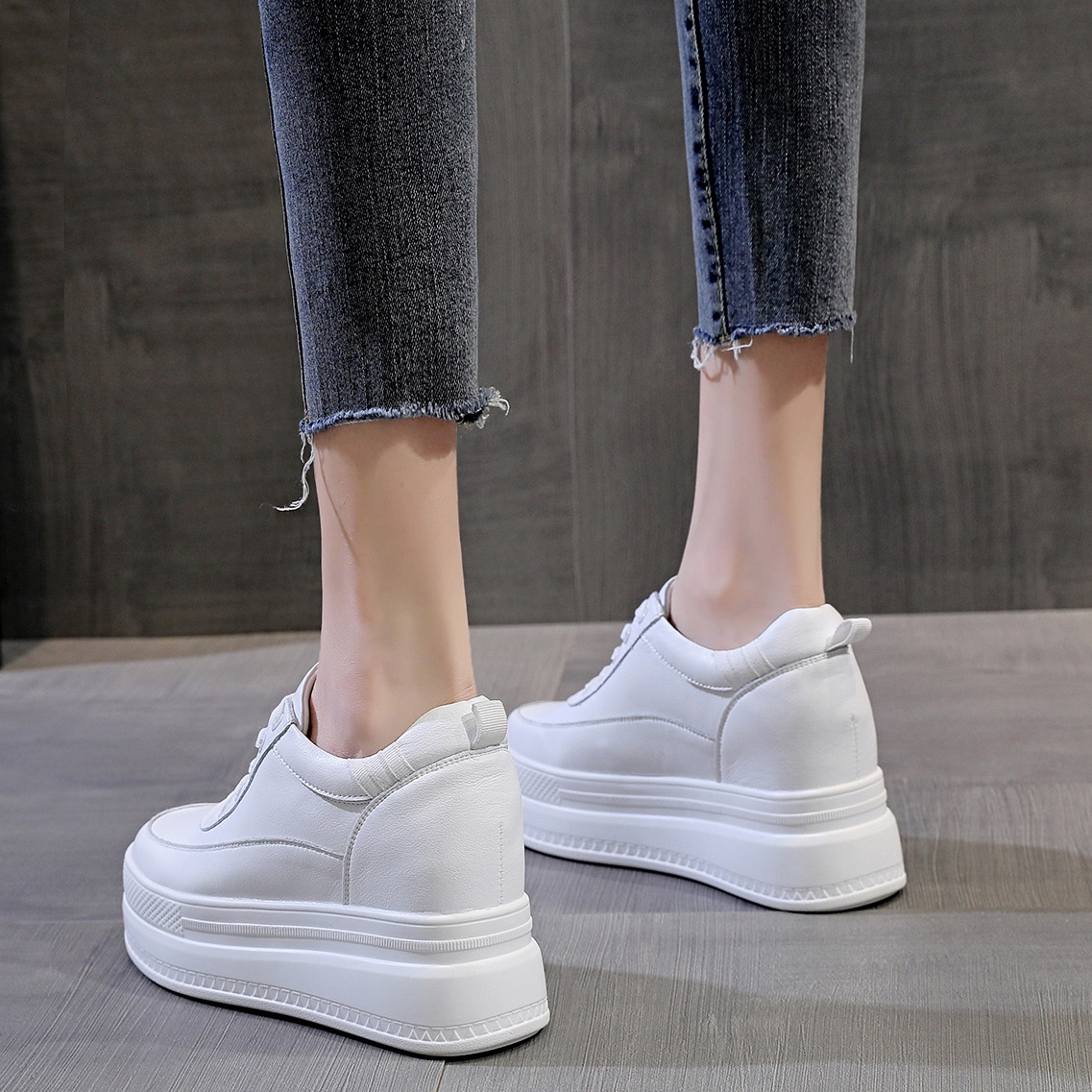 Women's White Platform Sneaker - Wedge Heeled Sneaker ulasan dan harga